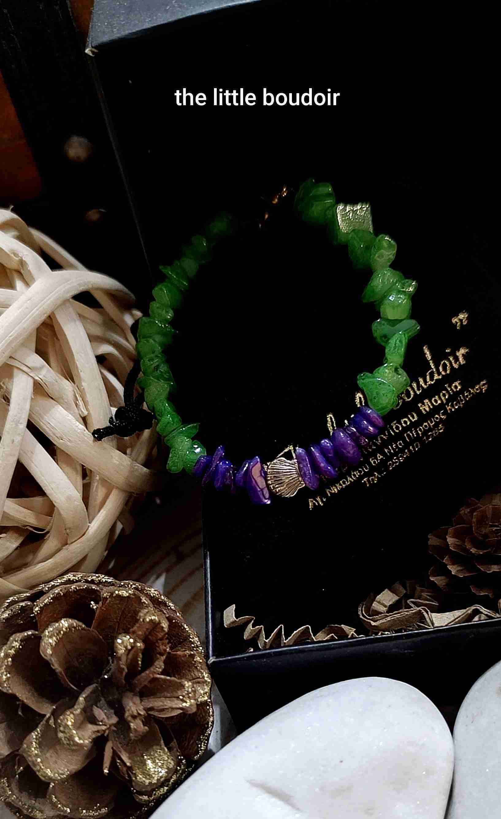 Green and purple corals hematite