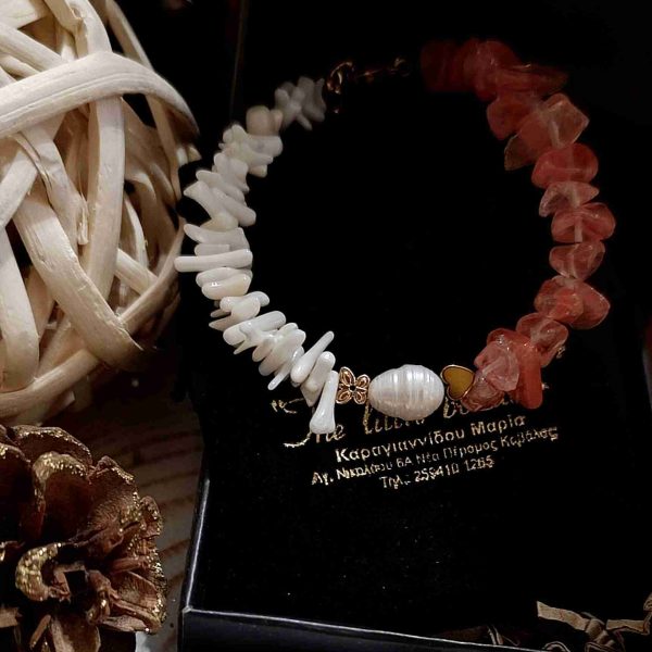White corals tourmaline hematites pearl