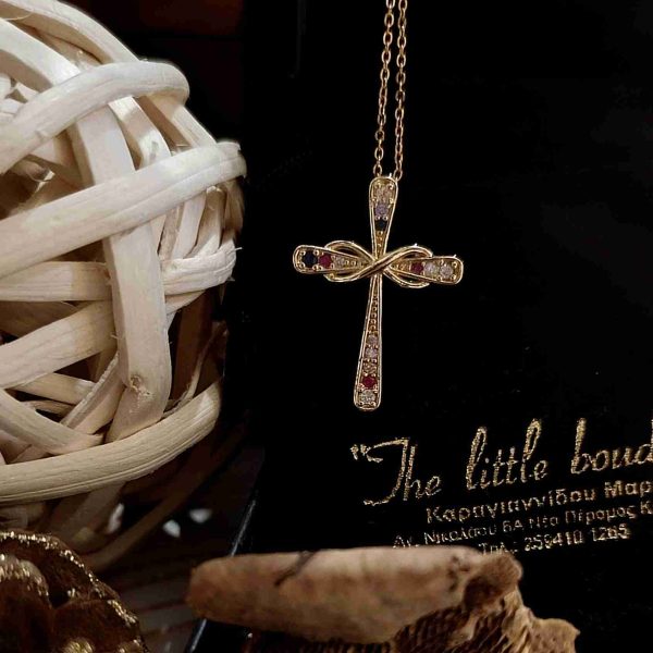 Stainless steel cross jewel colourful crystals