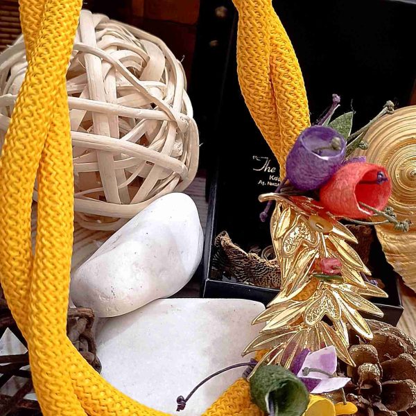Vintage antique necklace with silk cocoons