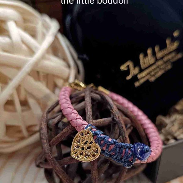 Blue coral pink leather