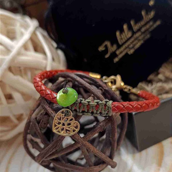 Green coral orange leather