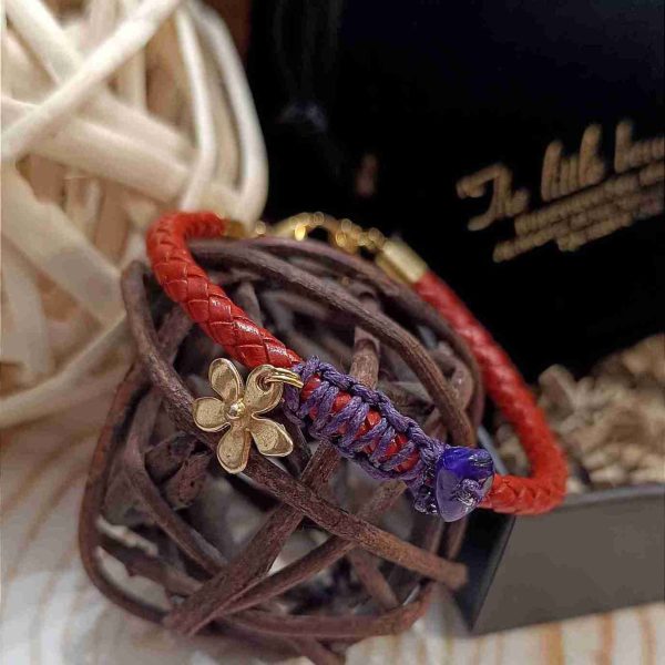 Purple coral orange leather