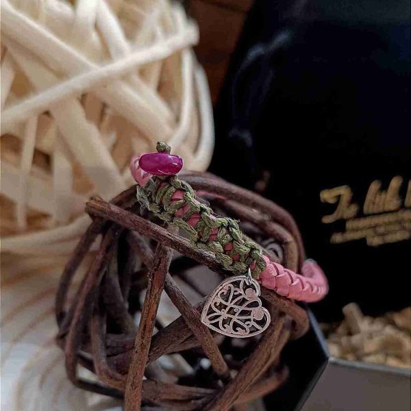 Pink coral pink leather