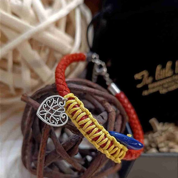 Blue coral orange leather