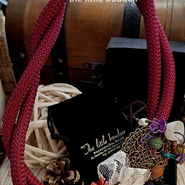 Red silk cocoons necklace