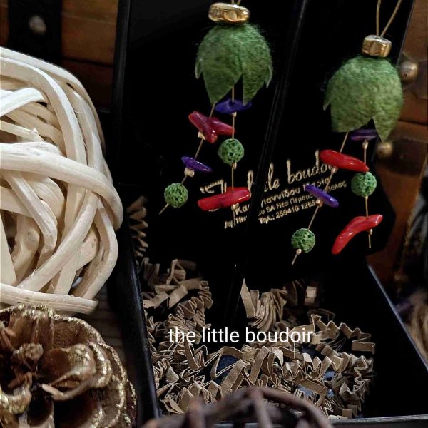 Green silk cocoons with corals