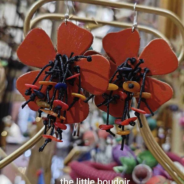 Orange leather earrings