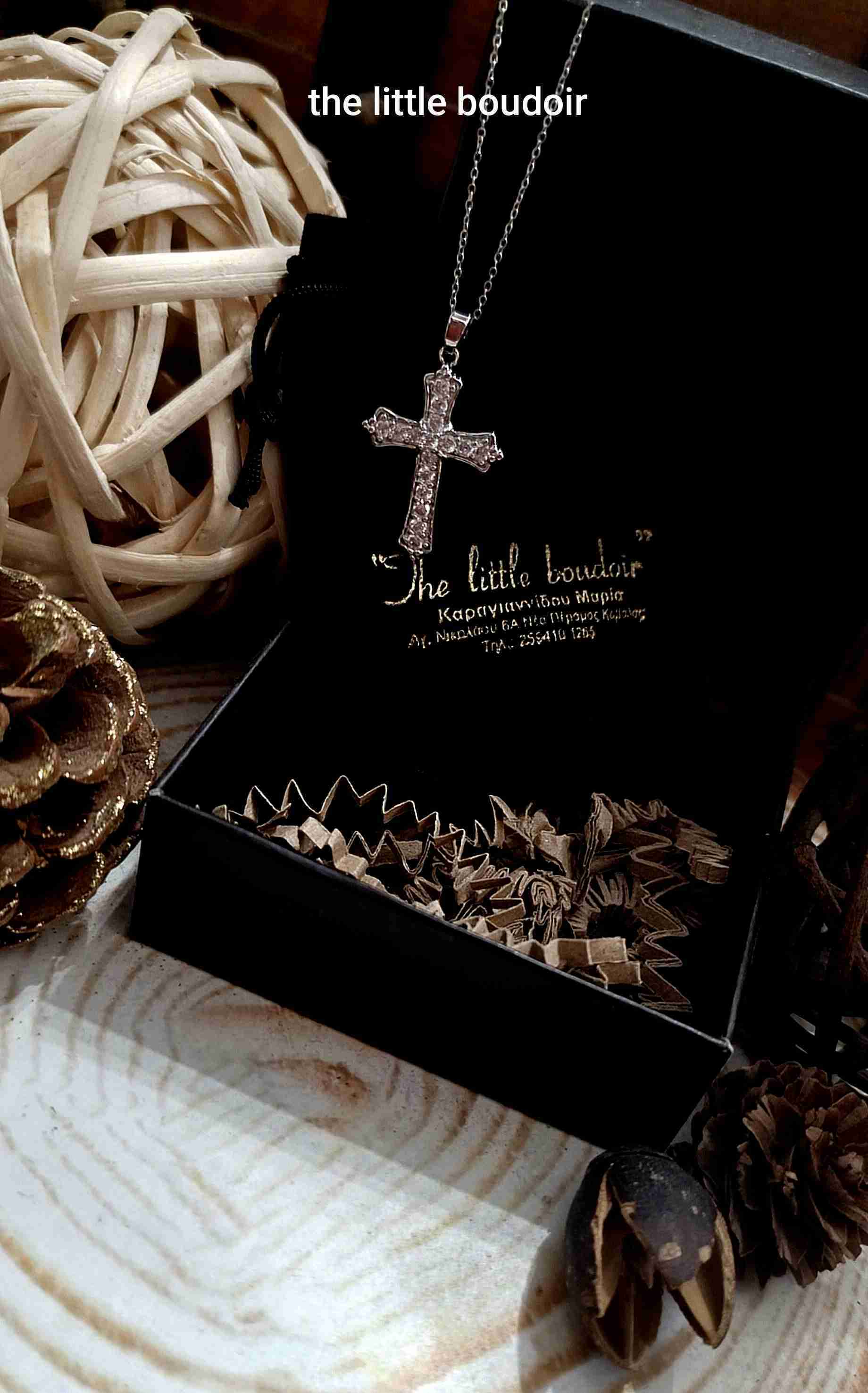 Crystal silver cross