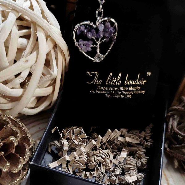 Amethyst handmade heart keychain