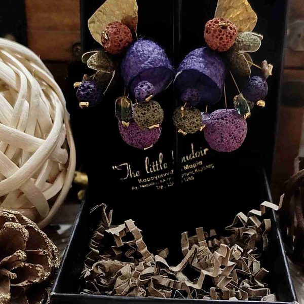 Colourful silk cocoons earrings