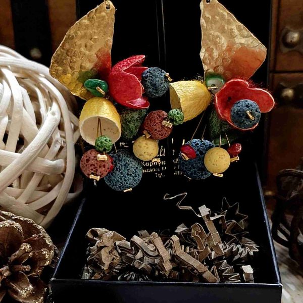 Colourful silk cocoons earrings