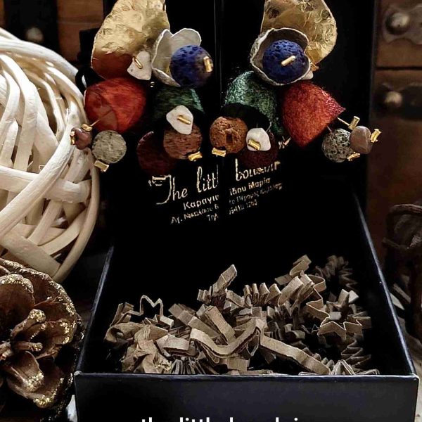 Colourful silk cocoons earrings