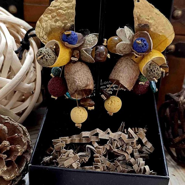 Silk cocoons geometric earrings