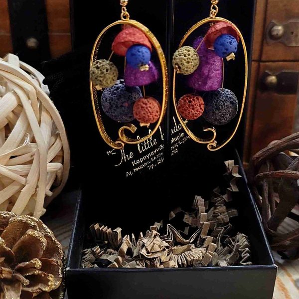 Colourful silk cocoons earrings