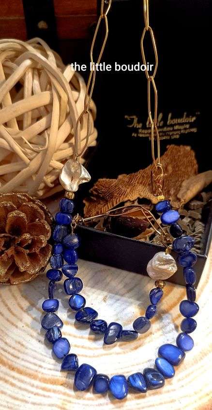 Blue fildisi gold chain
