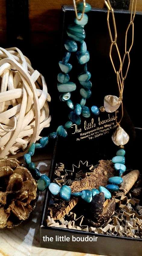 Turquoise fildisi gold chain