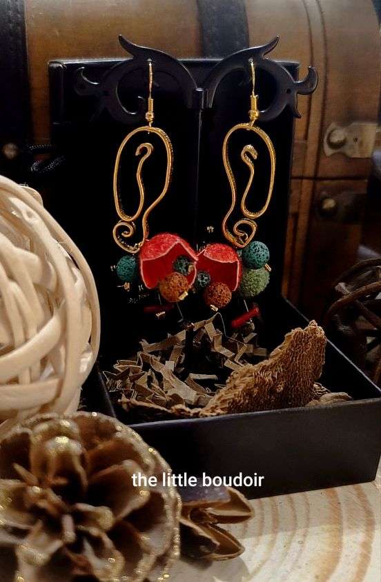 Colourful silk cocoons earrings