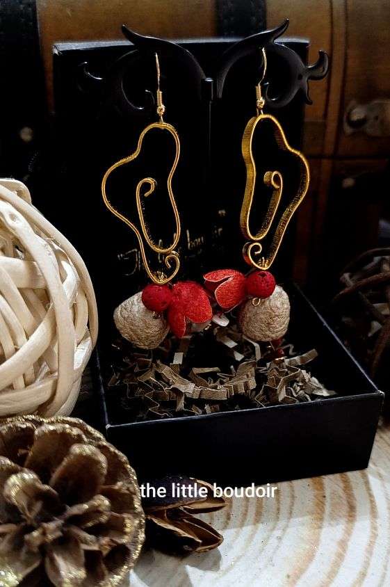 Colourful silk cocoons earrings